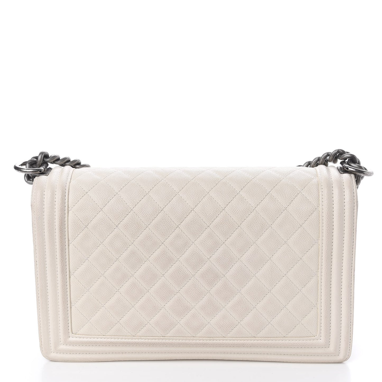 Caviar Quilted Medium Boy Flap Ivory