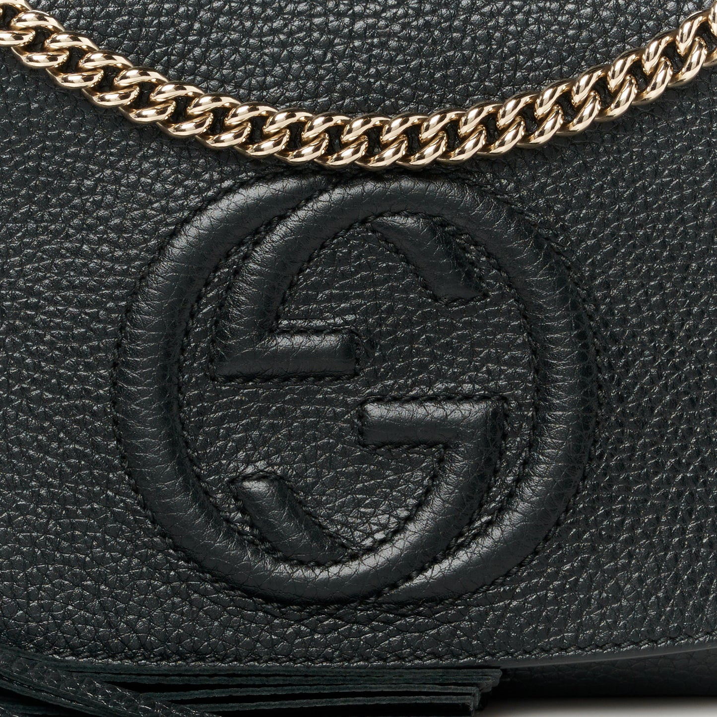 Pebbled Calfskin Medium Soho Flap Crossbody Black