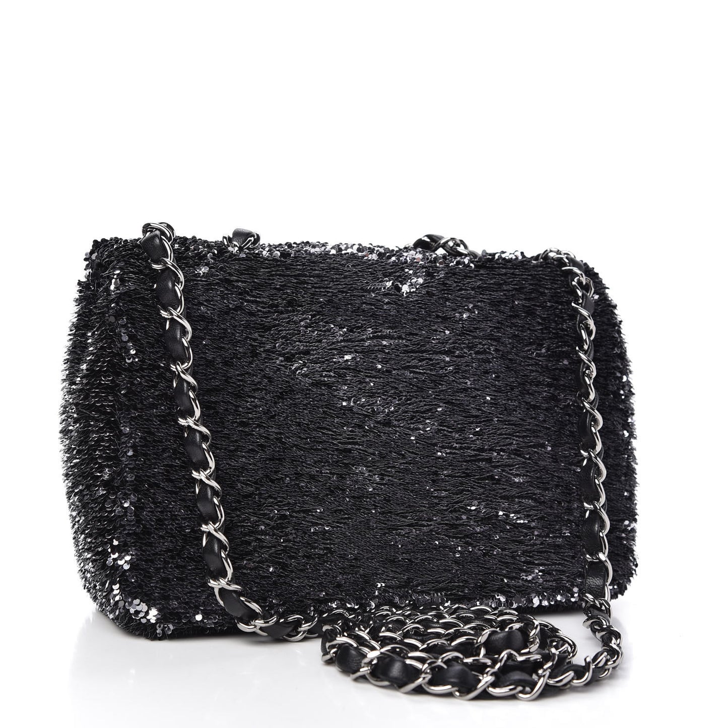 Sequin Single Flap Silver Black Silver