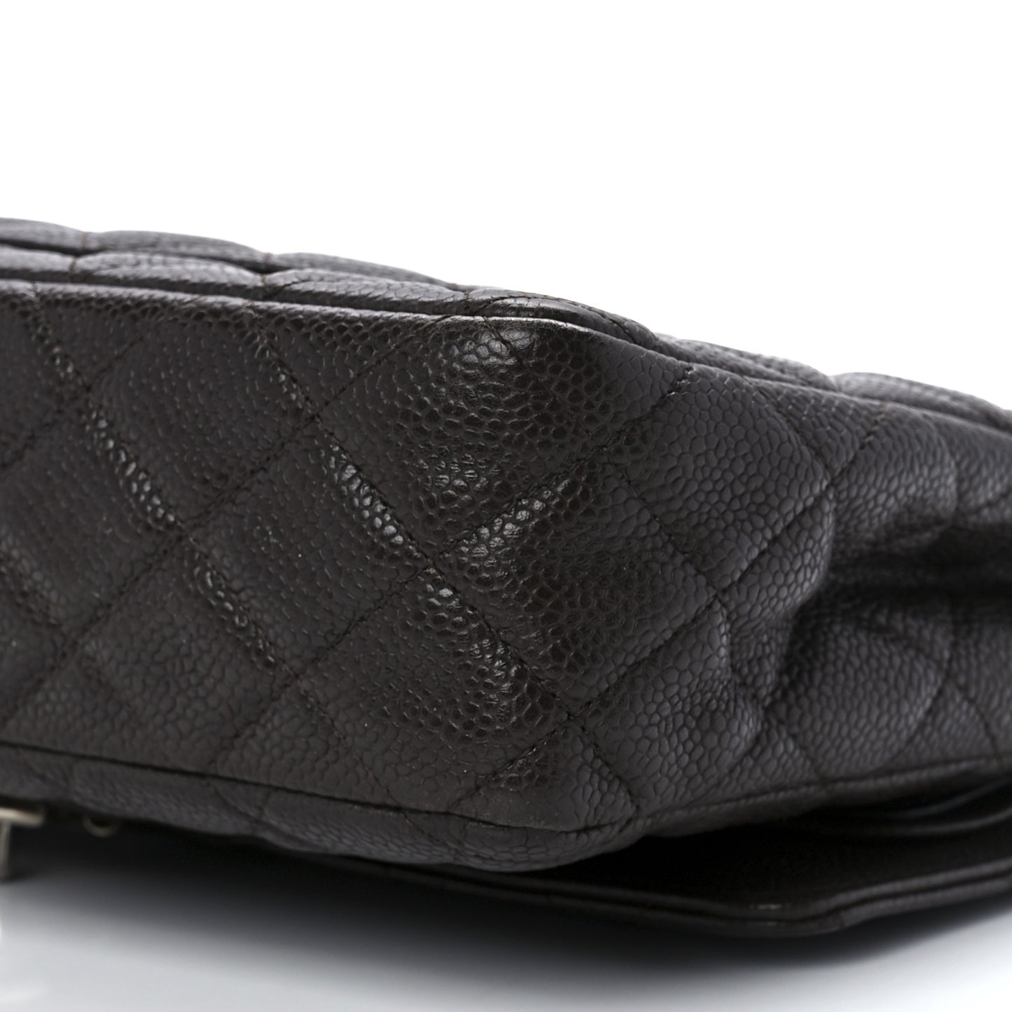 Caviar Quilted Medium Double Flap Dark Brown