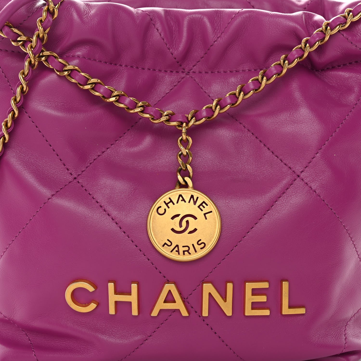 Chanel Shiny Calfskin Quilted Mini Chanel 22 Purple 8 of 10