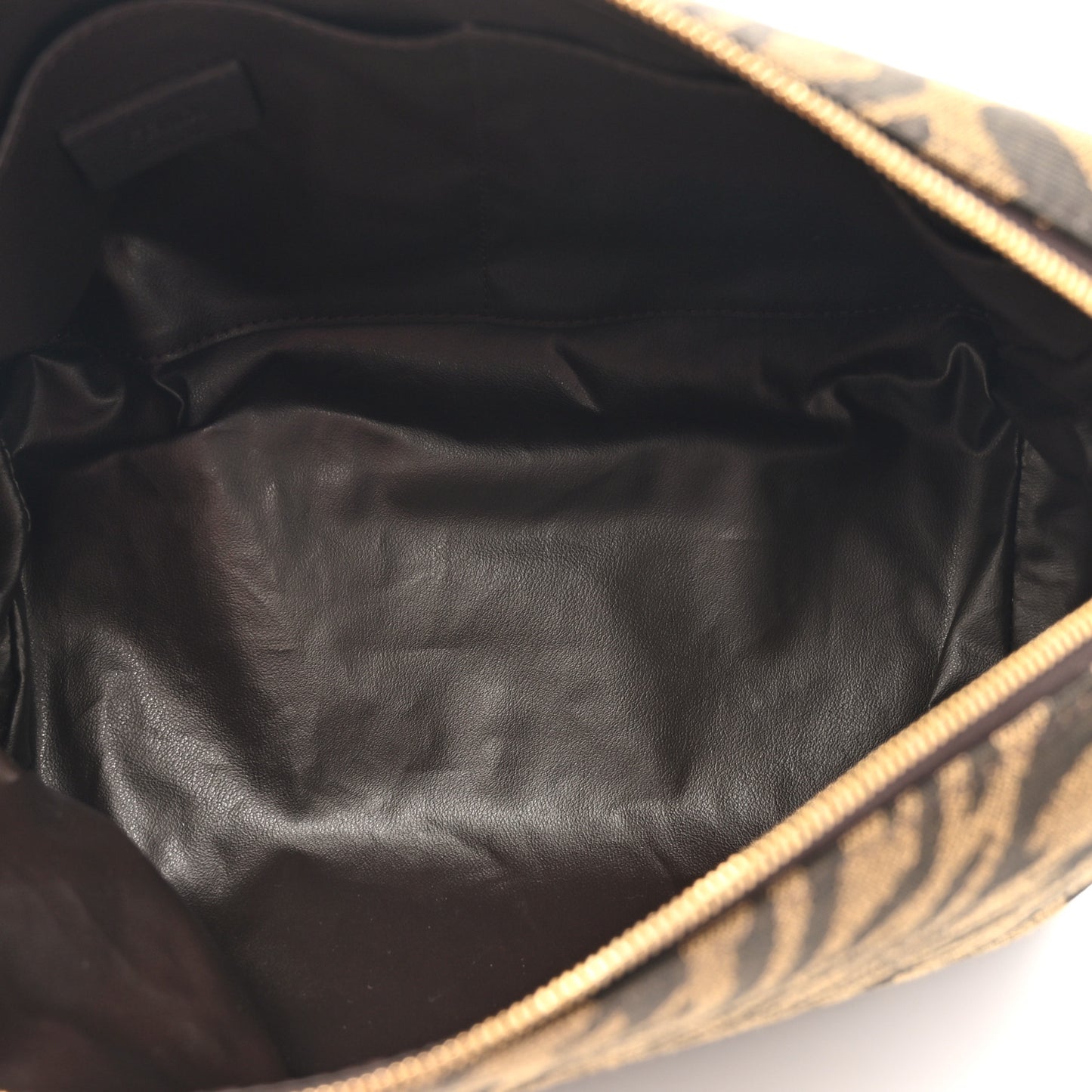X SARAH COLEMAN Fabric Jacquard Vitello King FF Vertigo Medium Trapezoid Beauty Pouch Tobacco Moro Black