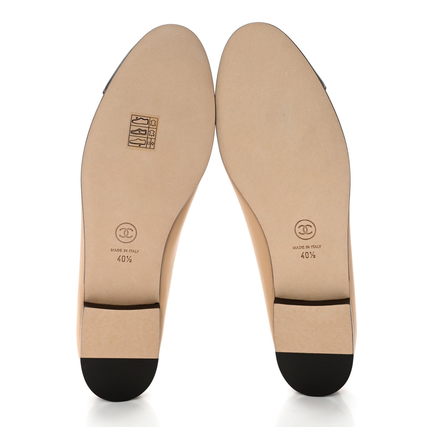 Lambskin Cap Toe CC Ballerina Flats 40.5 Beige Black