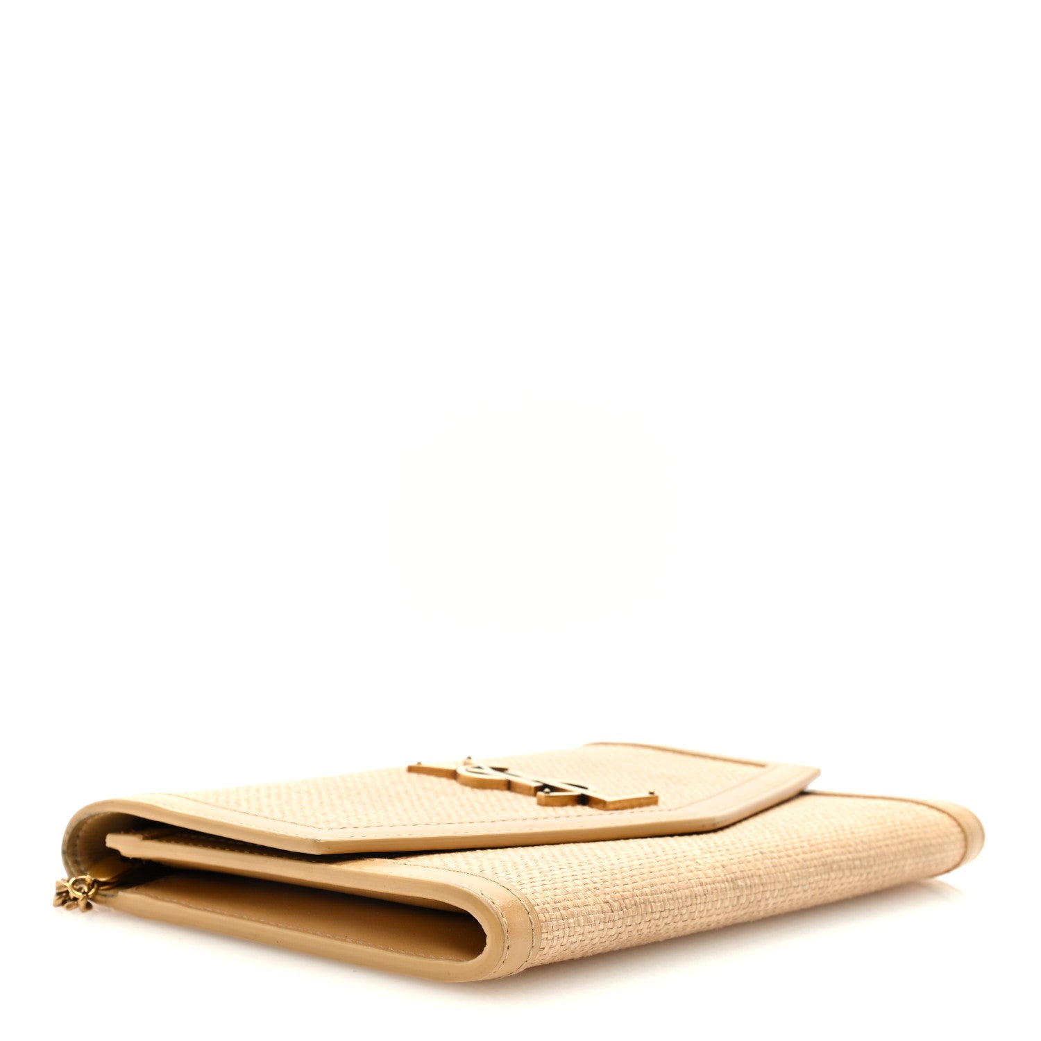 Saint Laurent Micro Raffia Monogram Uptown Chain Wallet Natural Hay Blush 4 of 8