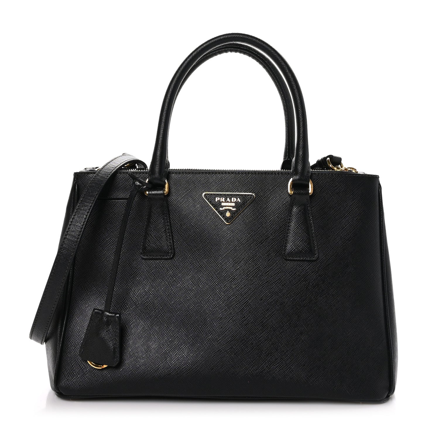 Saffiano Small Galleria Double Zip Tote Black