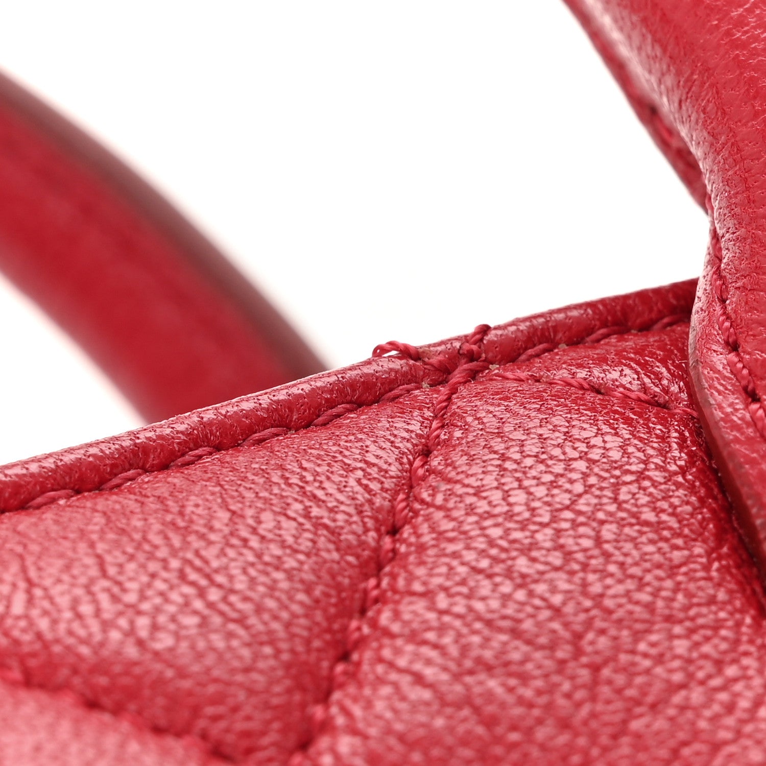 Chanel Shiny Sheepskin Quilted Small Shopping Tote Red 17 of 20