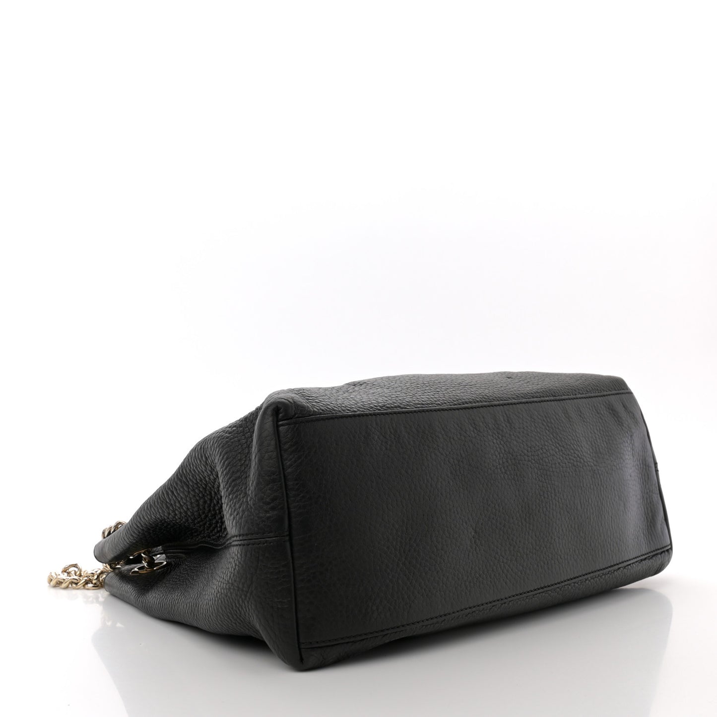 Pebbled Calfskin Medium Soho Chain Shoulder Bag Black