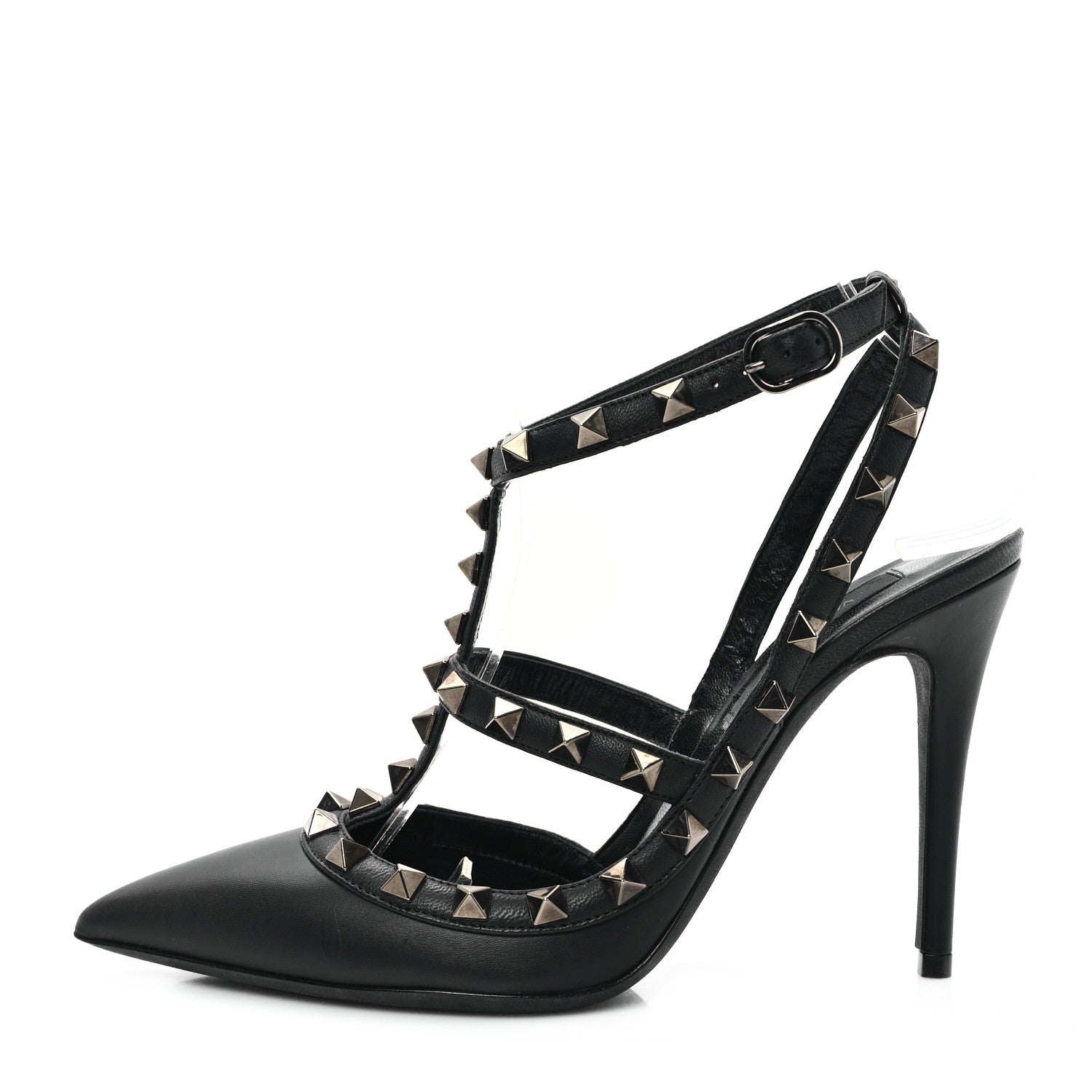 Valentino Garavani Calfskin Nappa Rockstud Ankle Strap 100mm Pumps