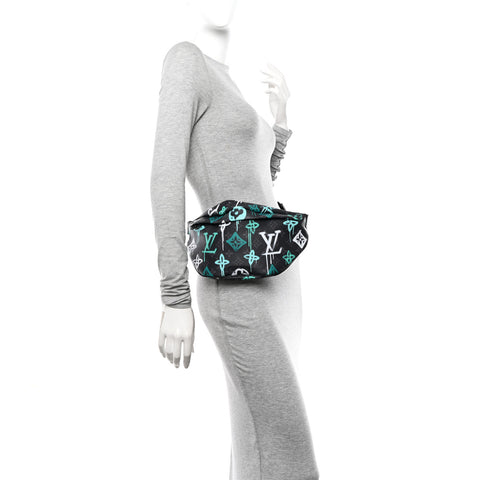 Monogram Eclipse LV Graffiti Discovery Bumbag Green Lights
