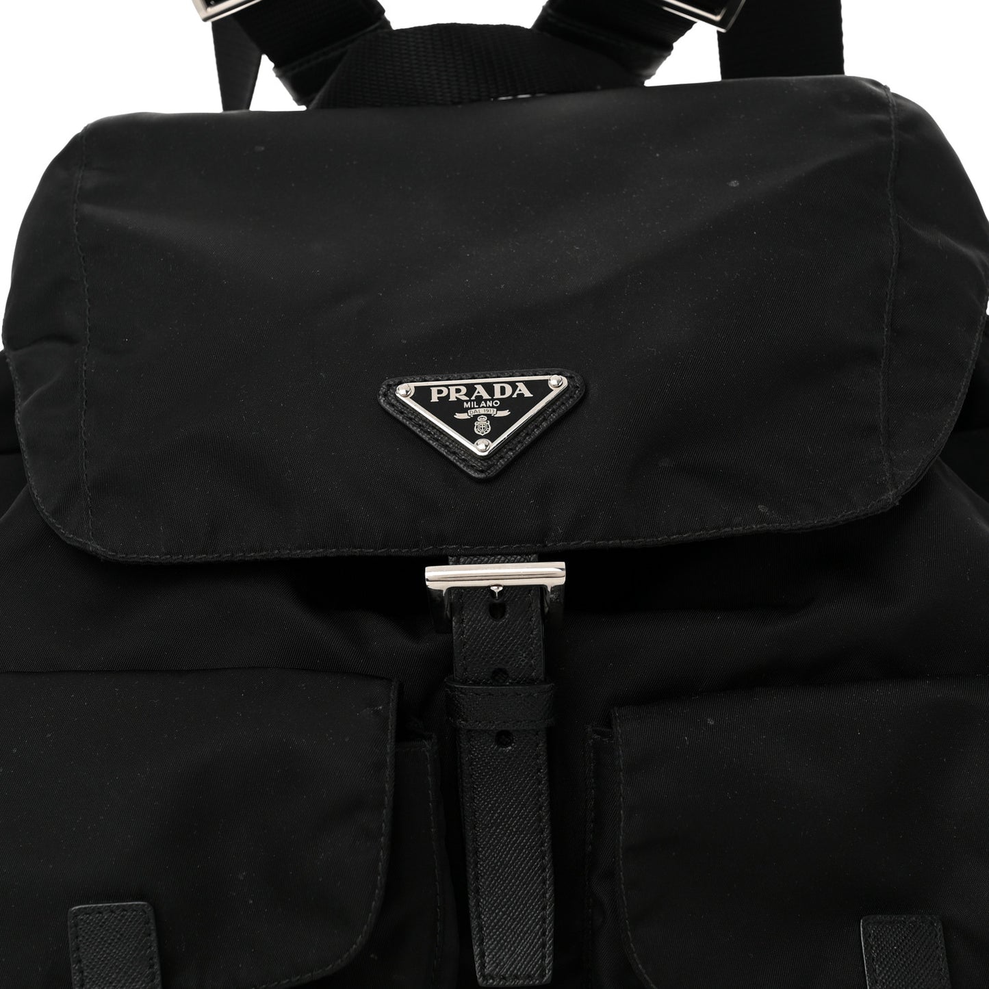 Tessuto Nylon Saffiano Medium Backpack Black