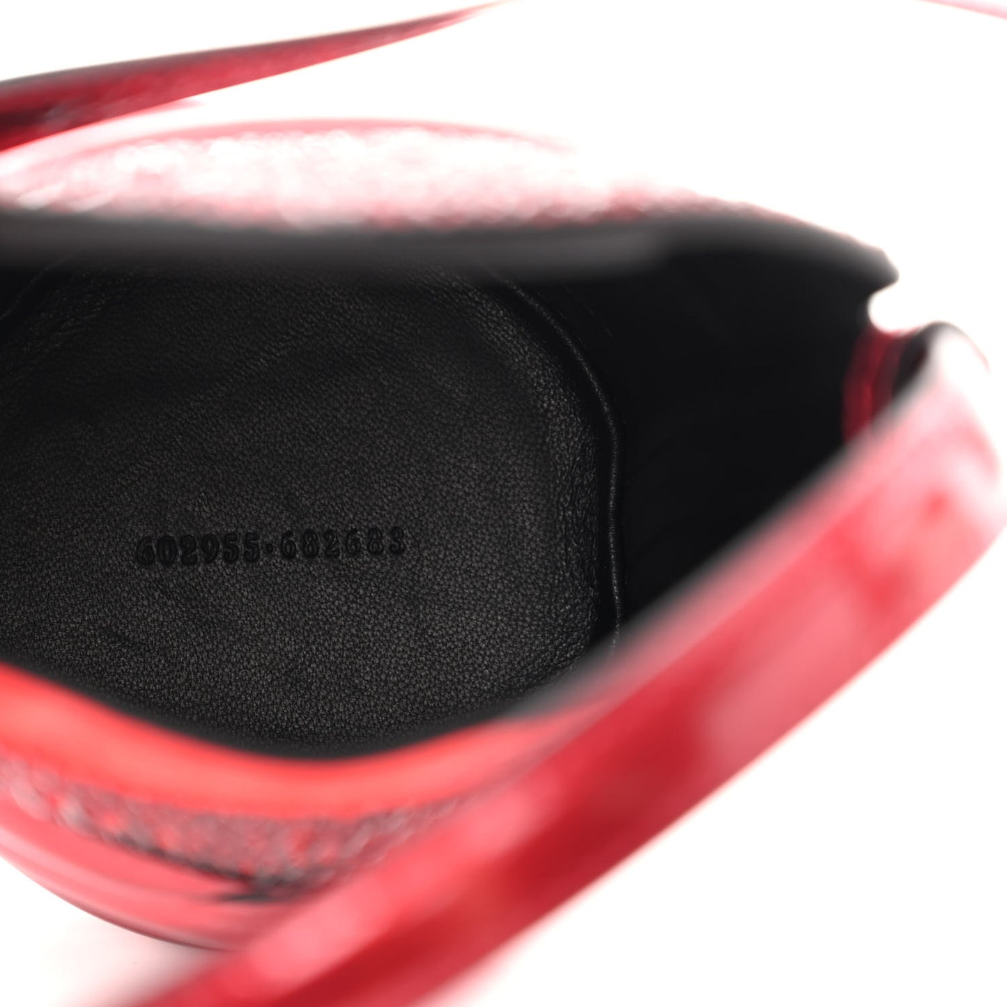 Metallic Calfskin Crystal Micro Curve Bucket Bag Red