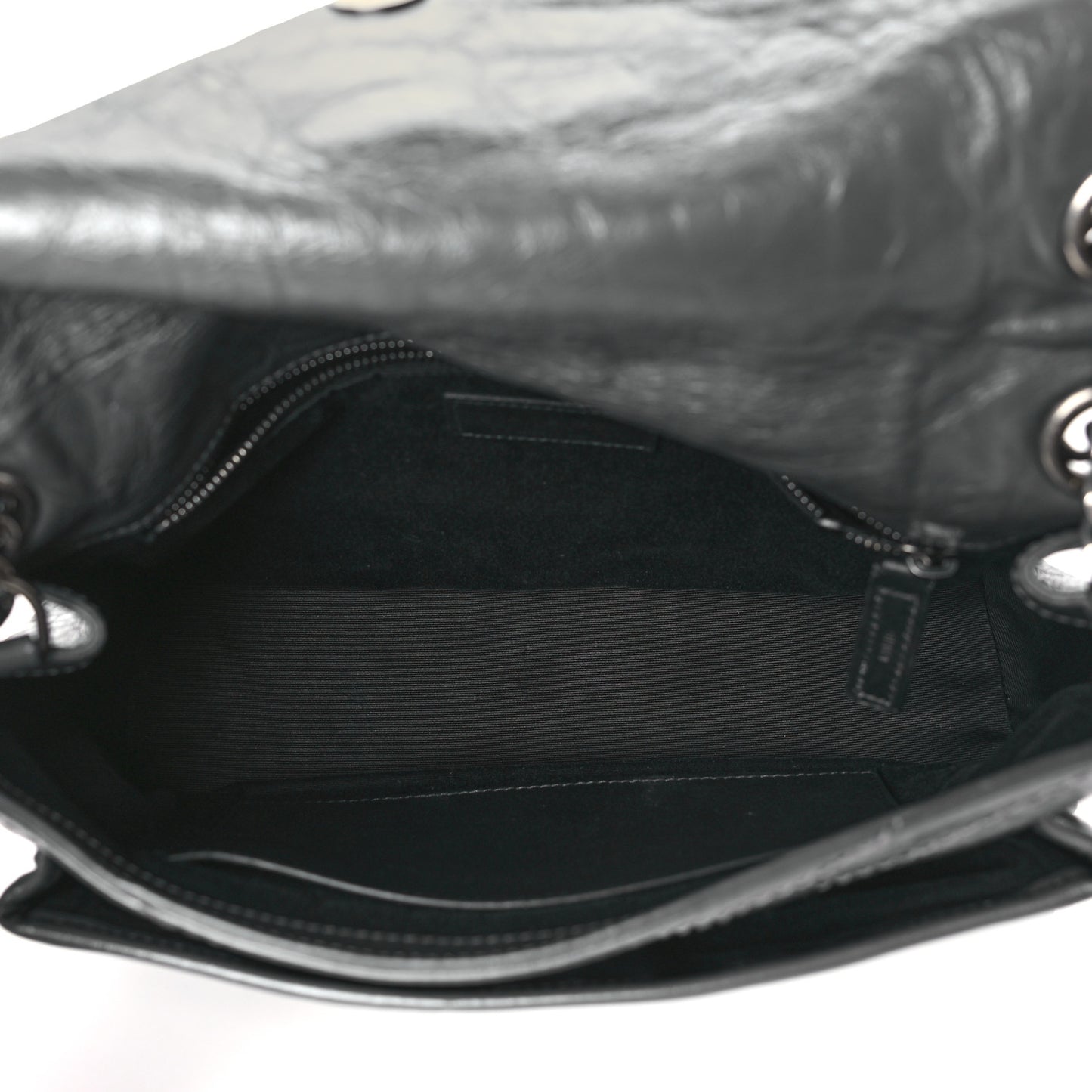 Crinkled Calfskin Matelasse Monogram Medium Niki Chain Satchel Storm