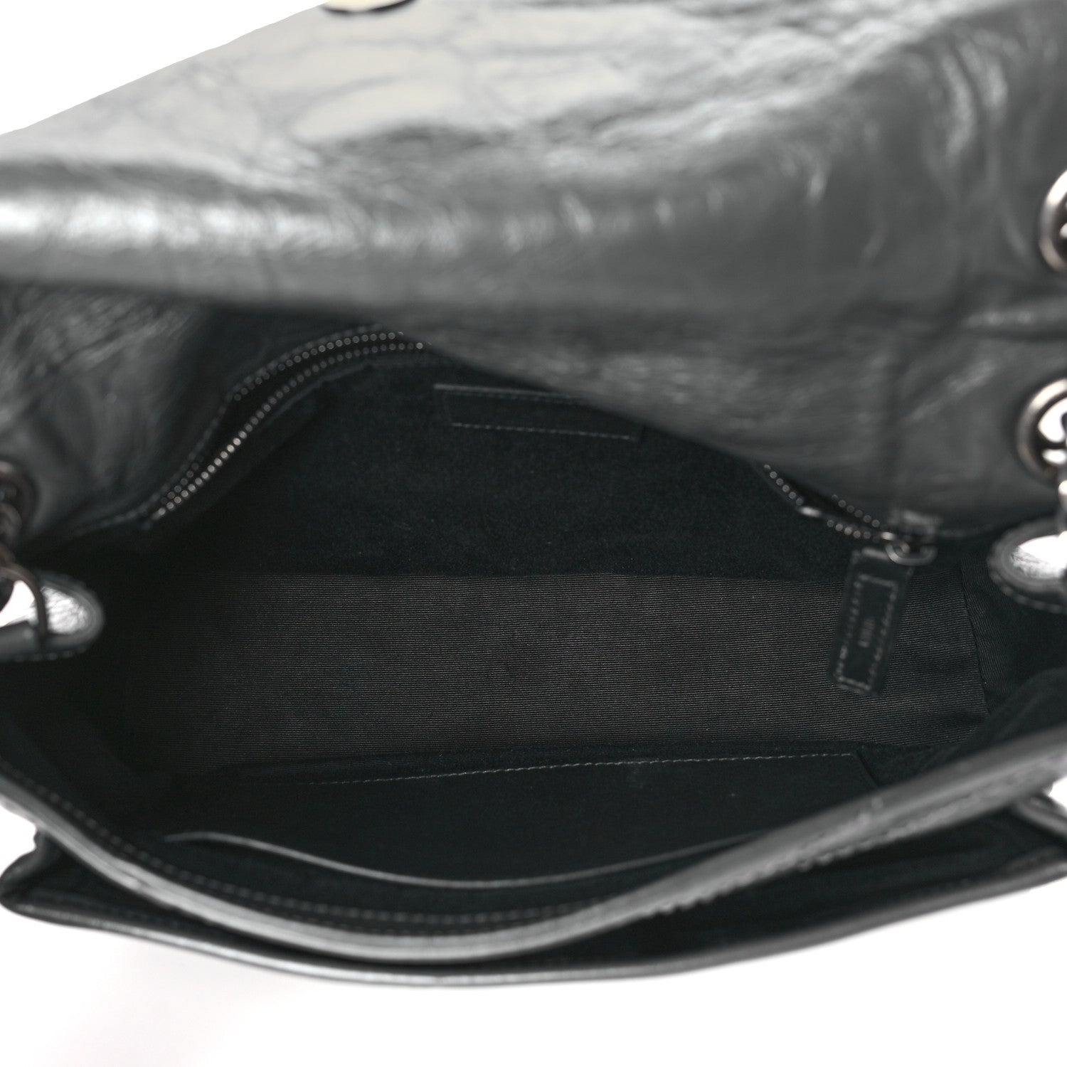 Saint Laurent Crinkled Calfskin Matelasse Monogram Medium Niki Chain Satchel Storm 6 of 10