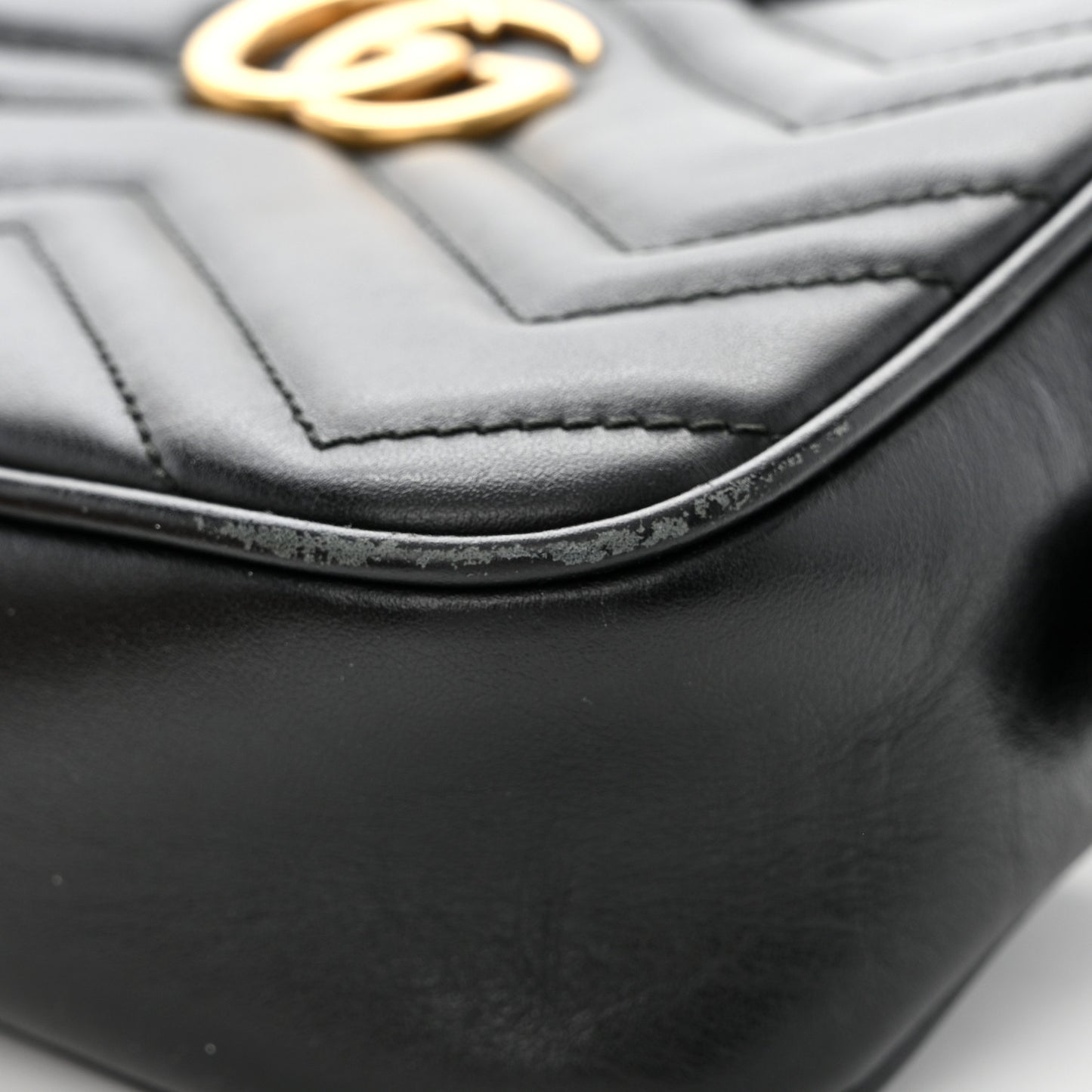 Calfskin Matelasse Mini GG Marmont Chain Shoulder Bag Black
