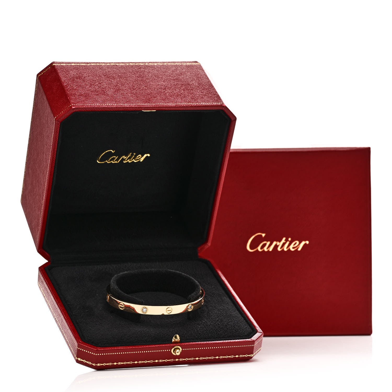 Cartier 18K Yellow Gold 4 Diamond LOVE Bracelet 18 8 of 8