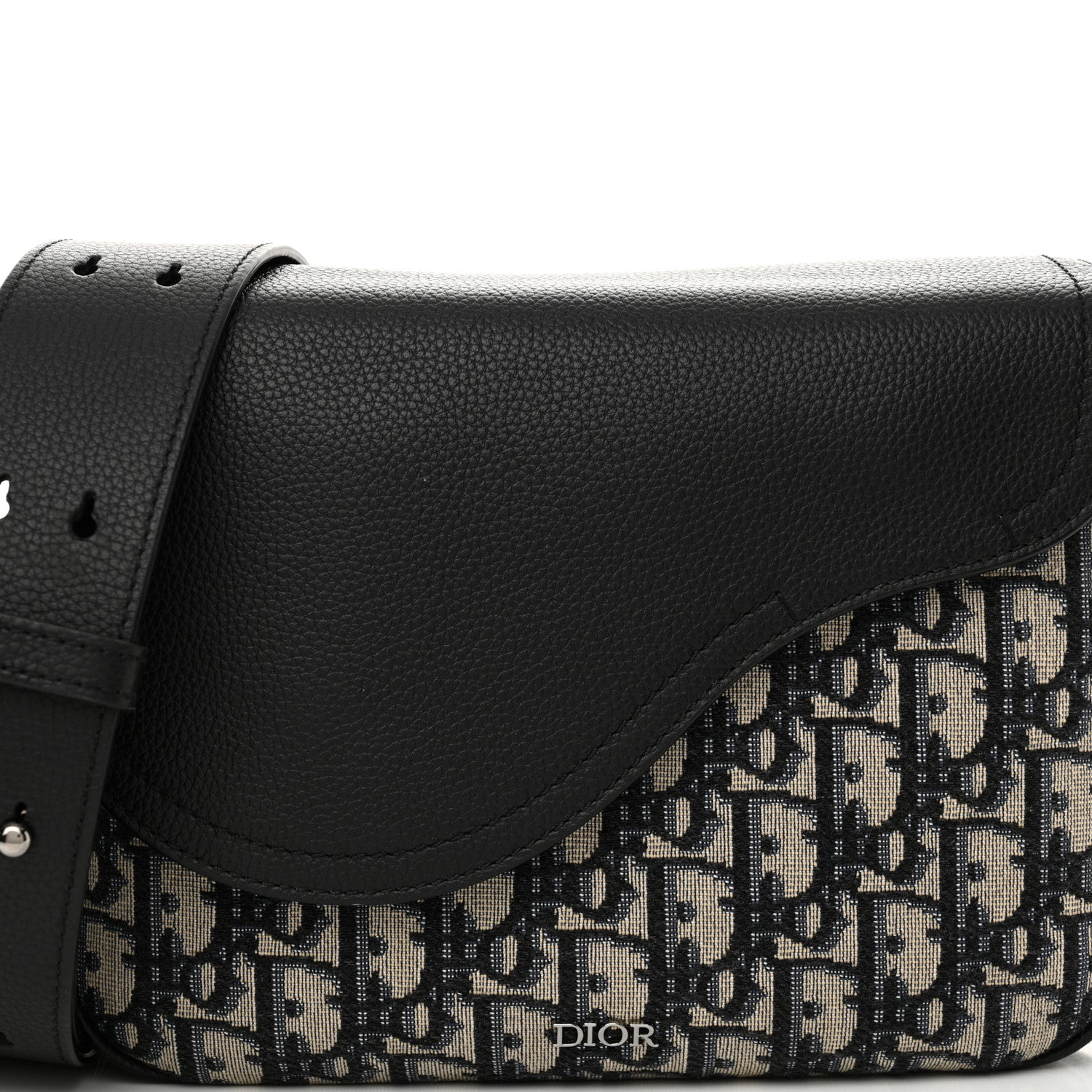 Christian Dior Grained Calfskin Oblique Mini Saddle Messenger Black 8 of 12