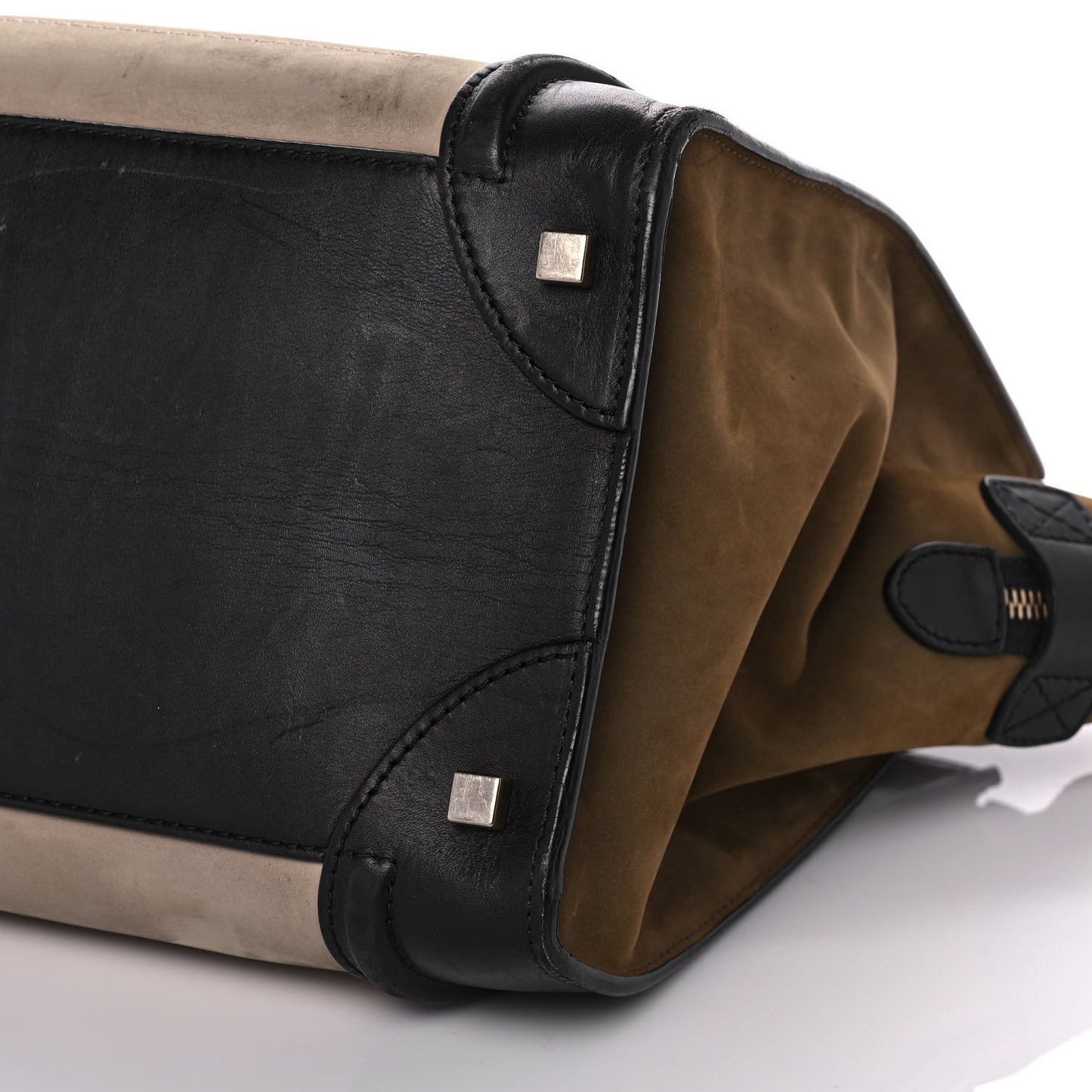 Satin Calfskin Suede Mini Tri-Color Luggage Seashell