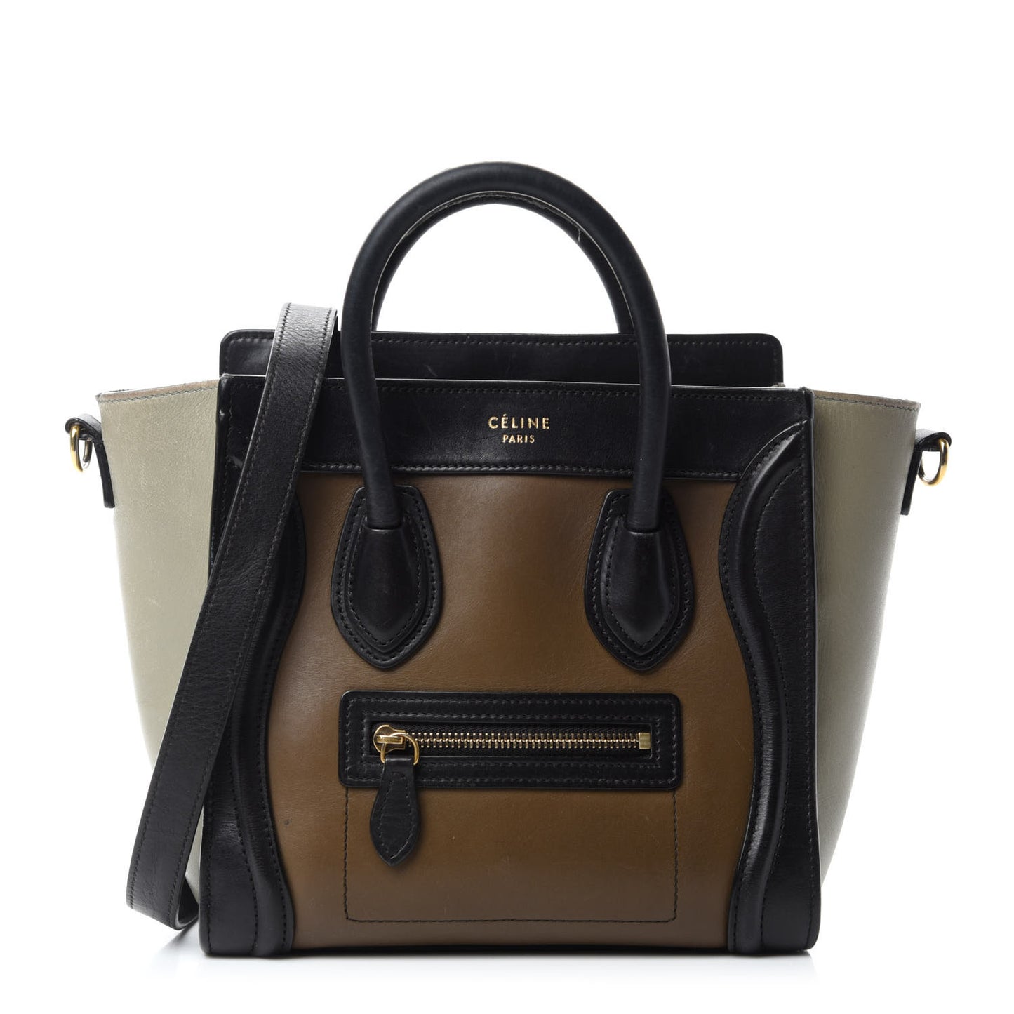 Satin Calfskin Nano Tri-Color Luggage Dark Grey
