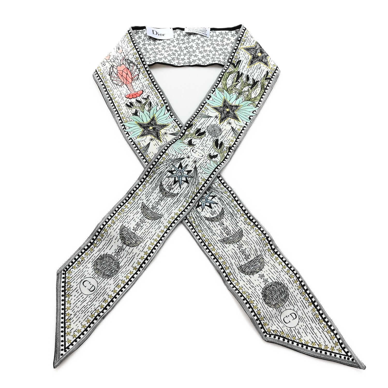 Christian Dior Silk La Luna Mitzah Scarf White Multicolor 1772107