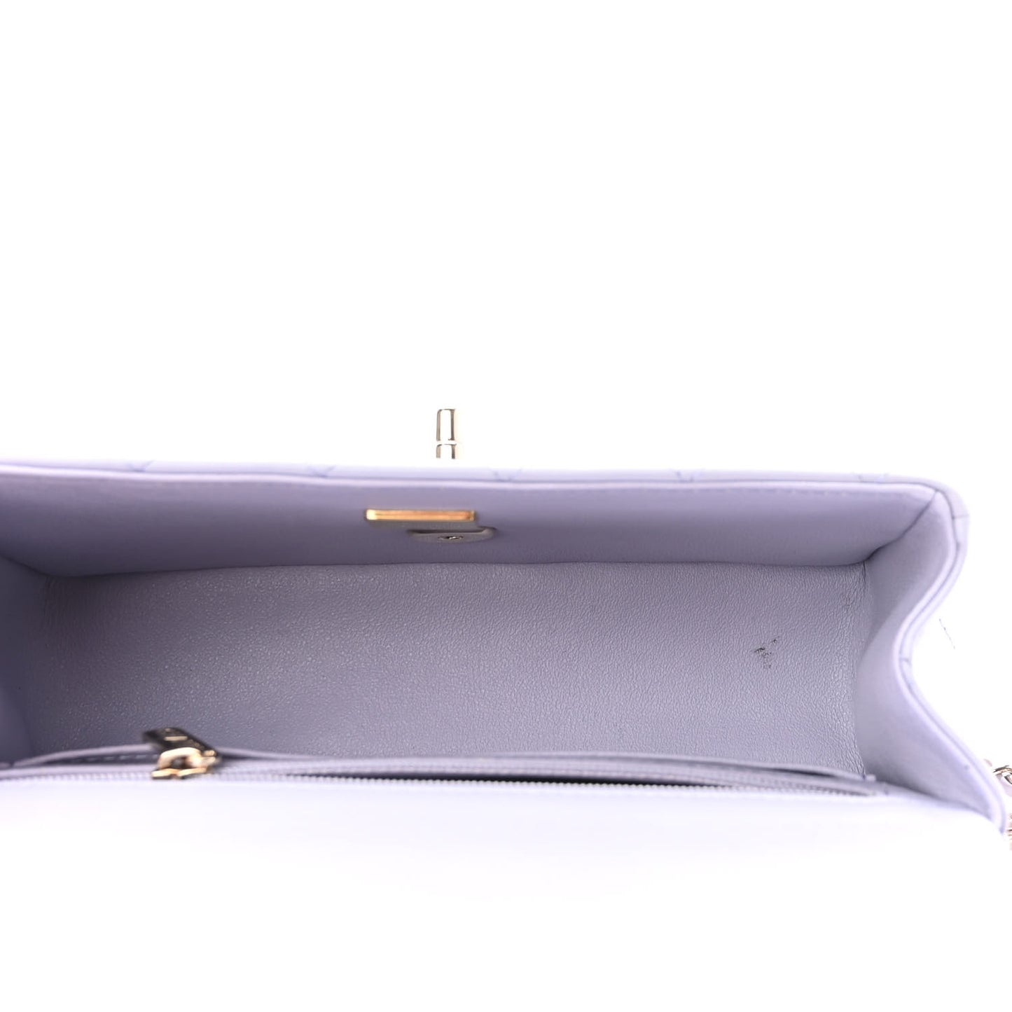 Lambskin Quilted Mini Top Handle Rectangular Flap Light Purple