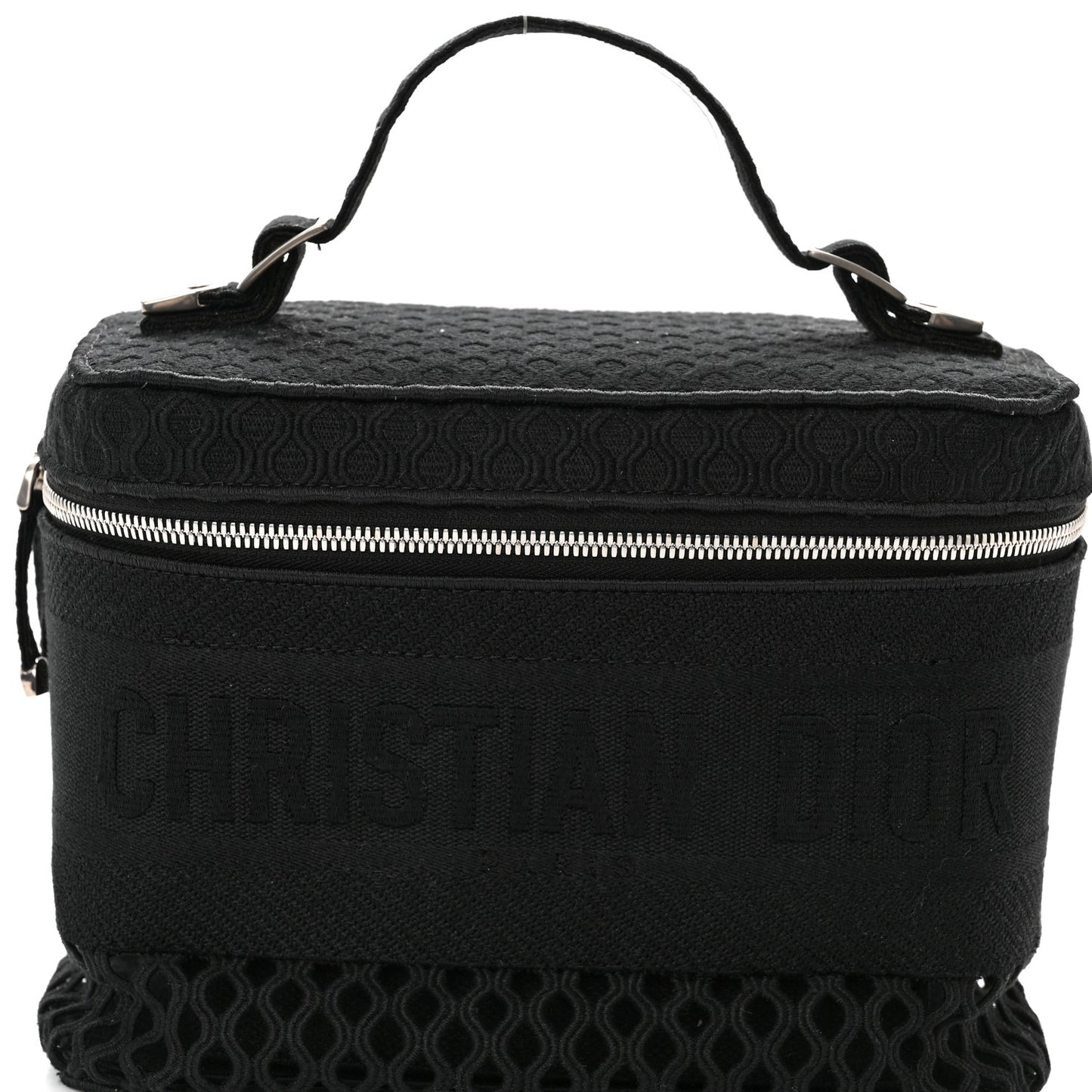 Mesh Embroidered Diortravel Vanity Case Black