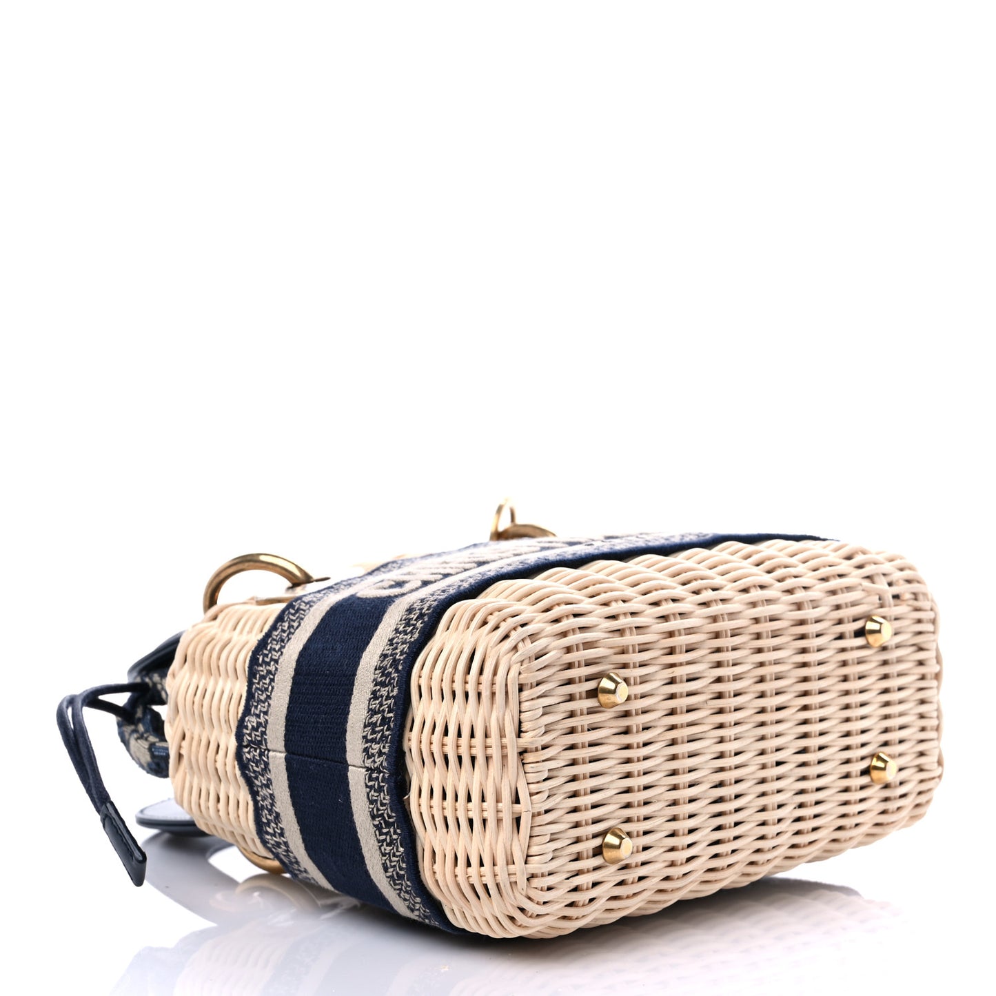 Wicker Oblique Mini Lady Dior Bag Blue