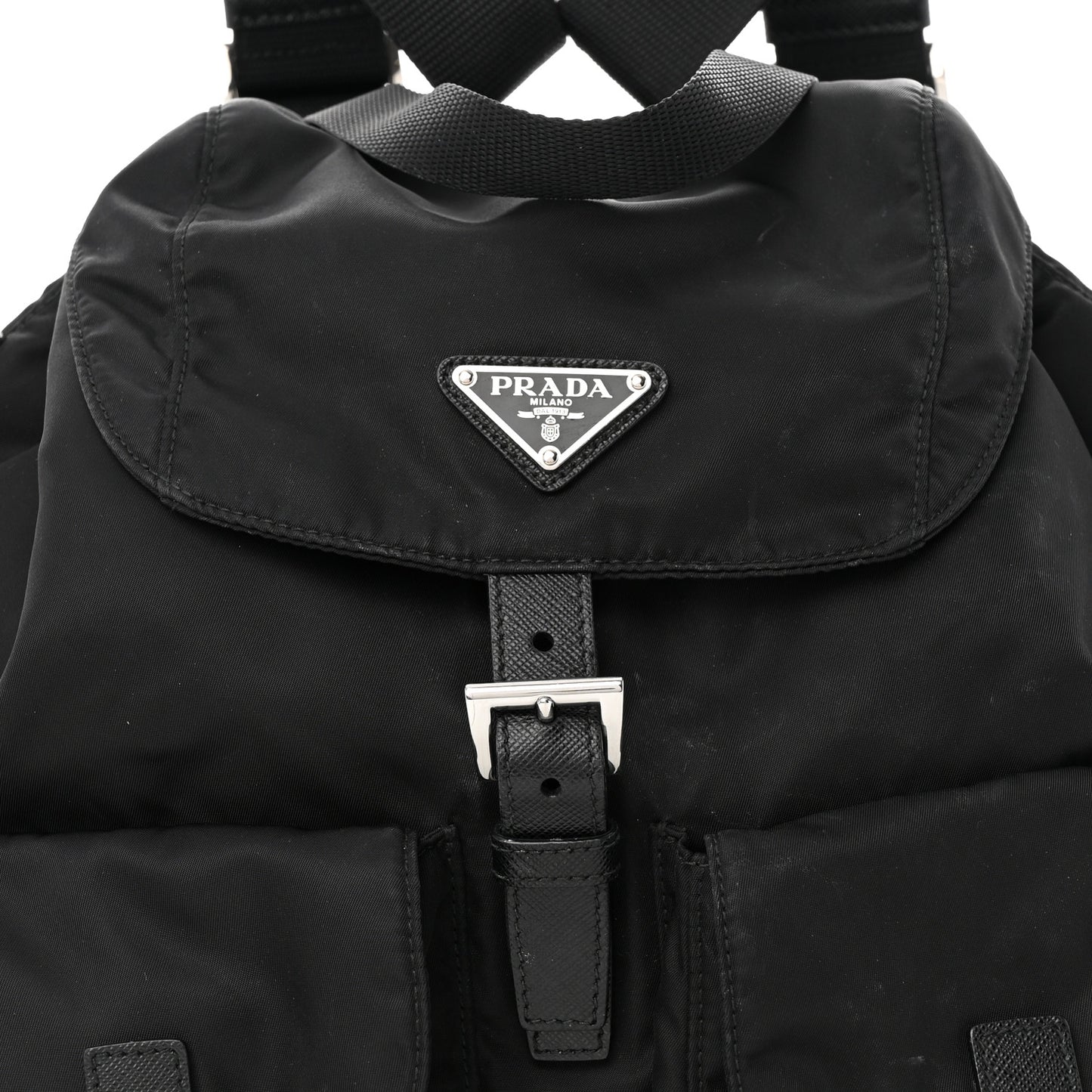 Re-Nylon Saffiano Medium Backpack Black