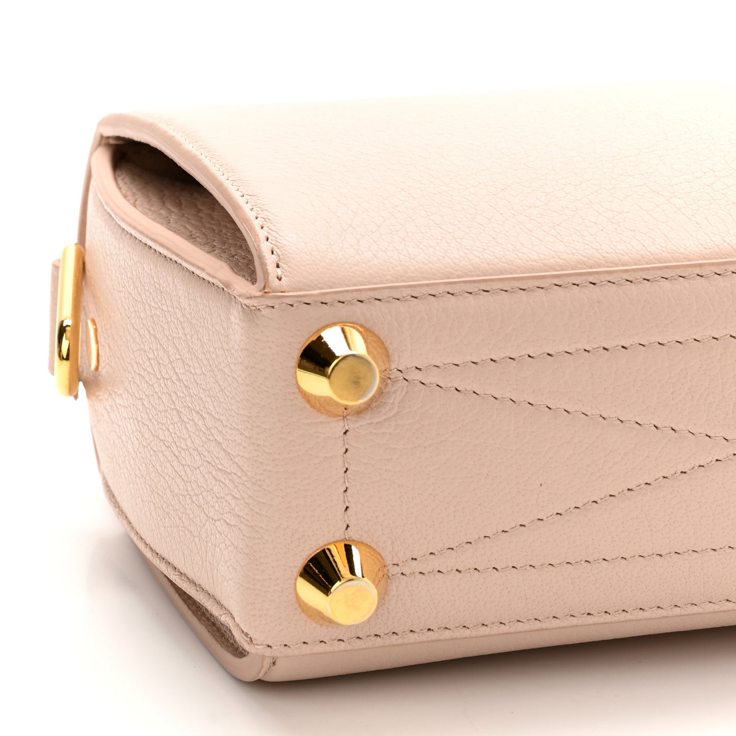 Fine Grain Goatskin Box Shoulder Bag 19 Nude