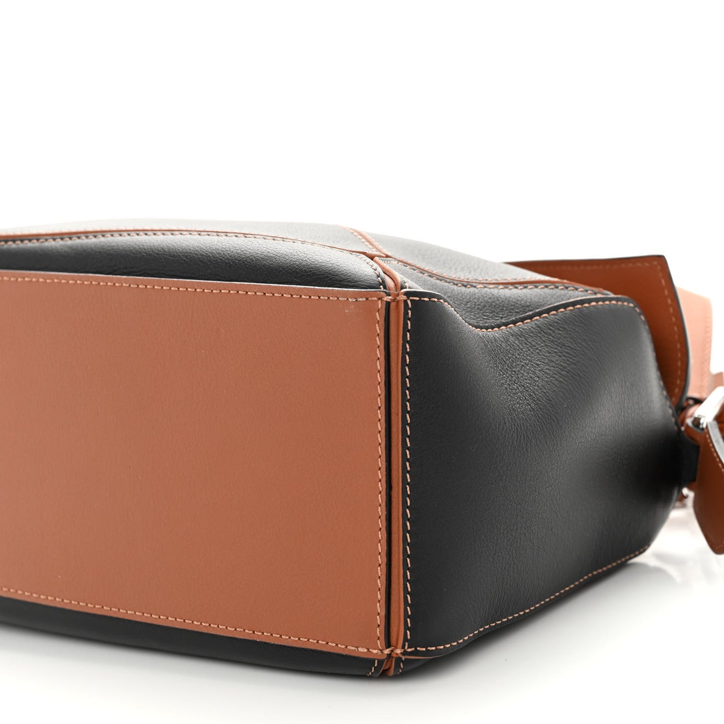 Calfskin Small Craft Puzzle Bag Tan Black
