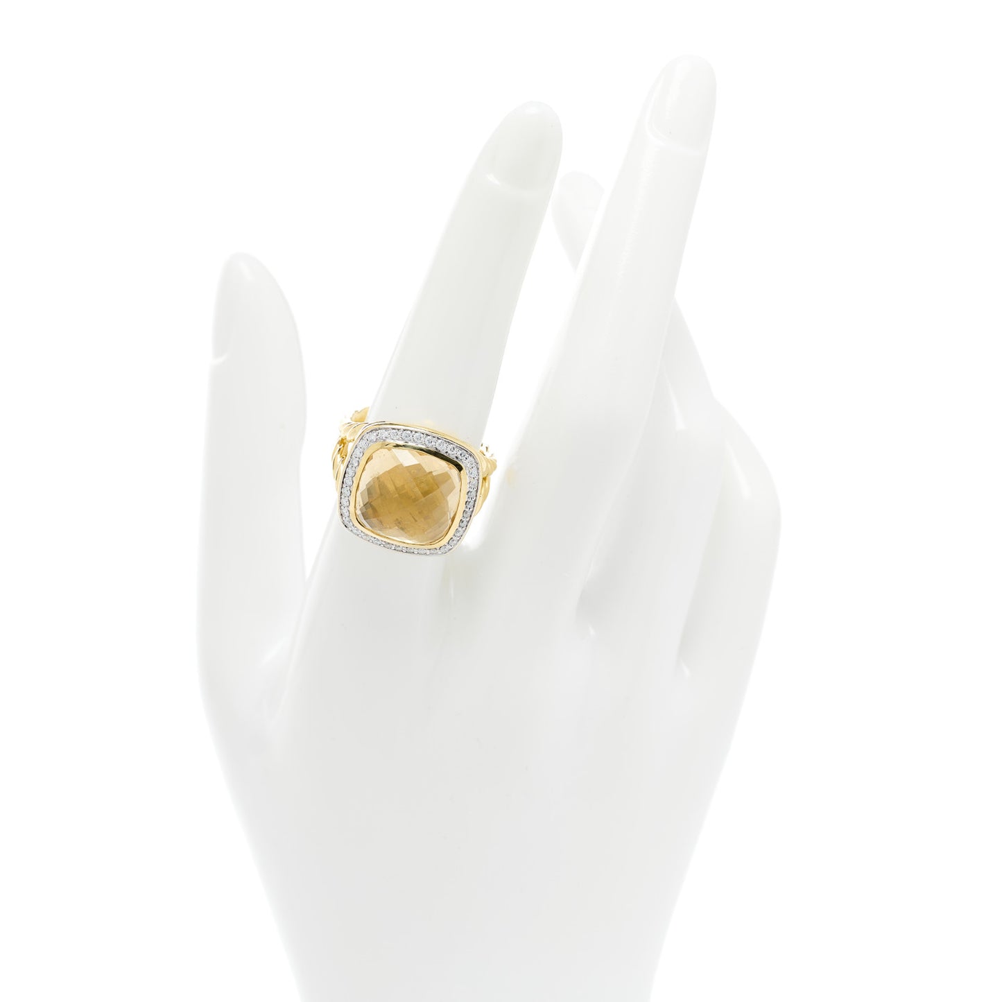 18K Yellow Gold Diamond Champagne Citrine 14mm Albion Ring 54 7