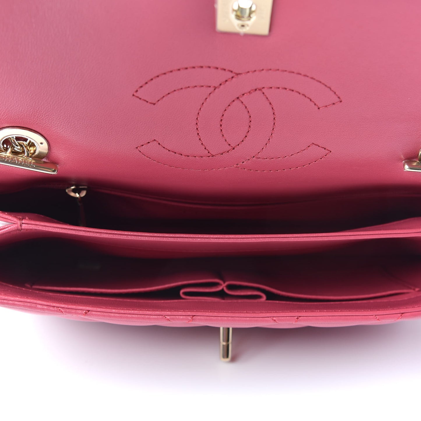 Lambskin Quilted Medium Trendy CC Flap Dark Pink
