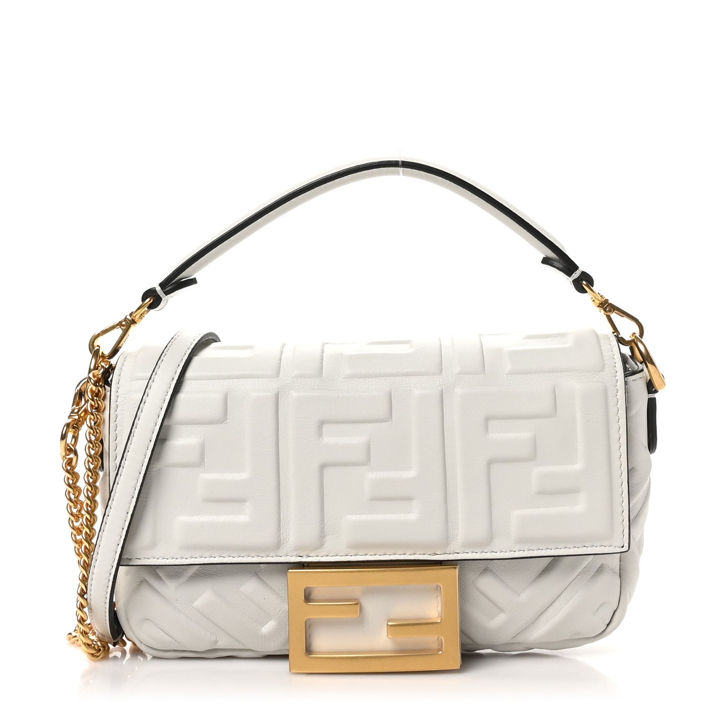 Nappa FF 1974 Embossed Mini Baguette White