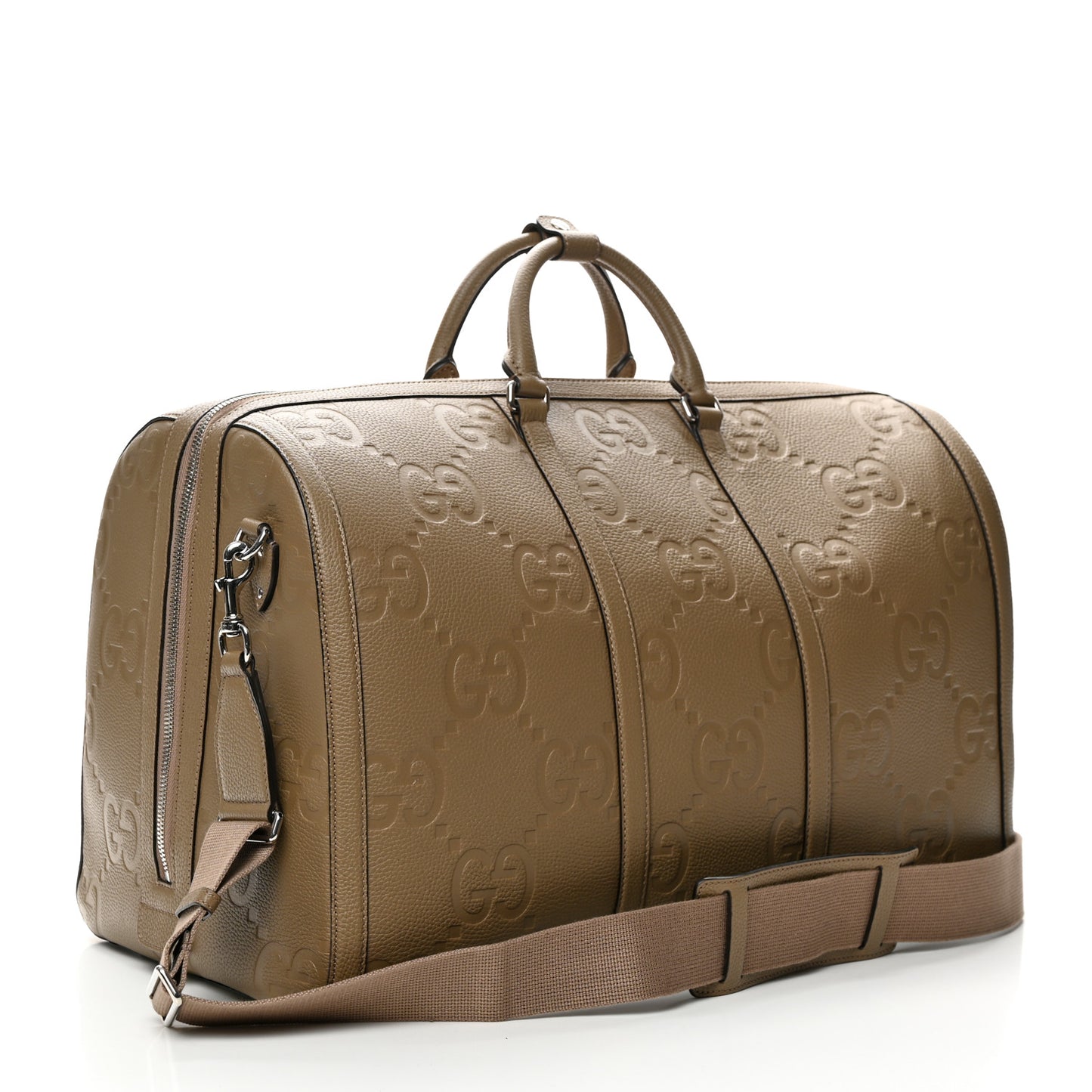 Piuma Calfskin Jumbo GG Embossed Large Duffle Bag Good Taupe