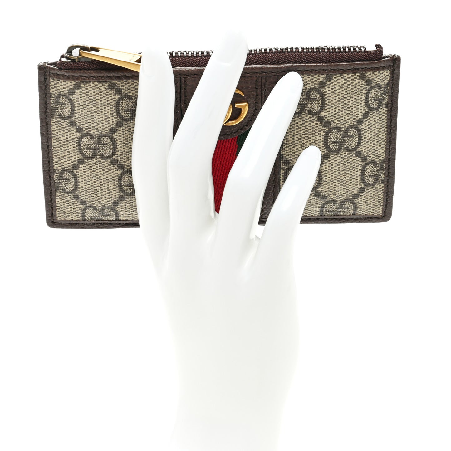 GG Supreme Monogram Web Ophidia Coin Case Brown