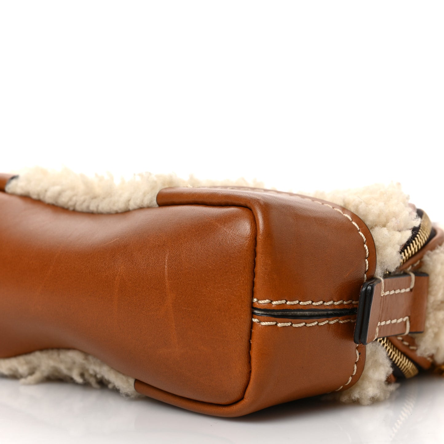 Shearling Calfskin Mini Daria Chain Bag Caramel