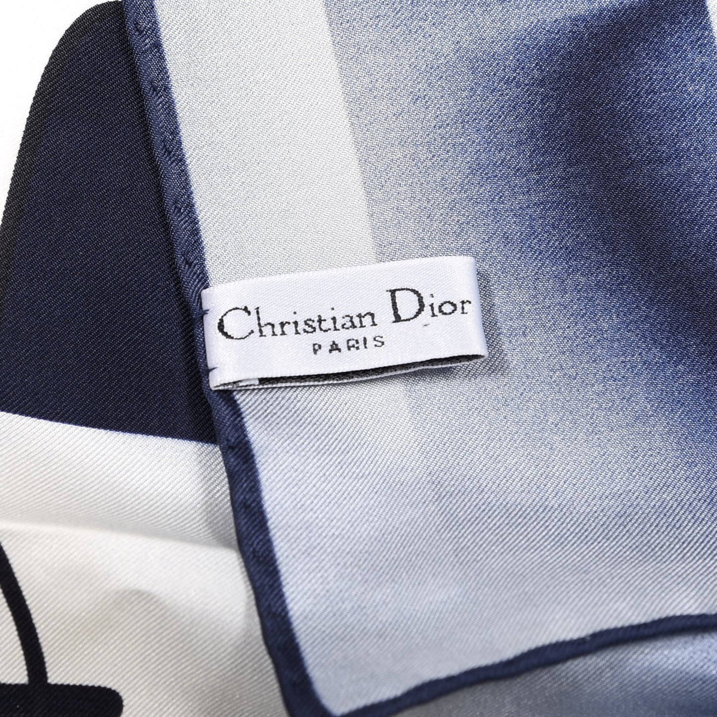 Silk CD Square Scarf Navy White