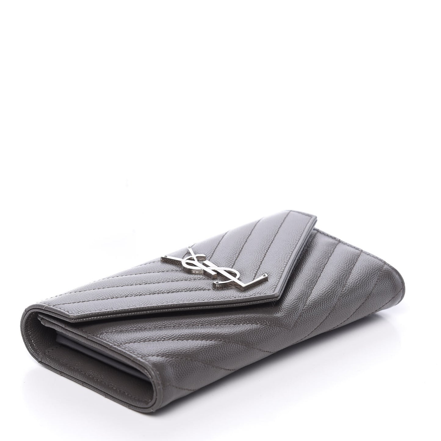 Grain De Poudre Matelasse Chevron Monogram Flap Wallet Coal