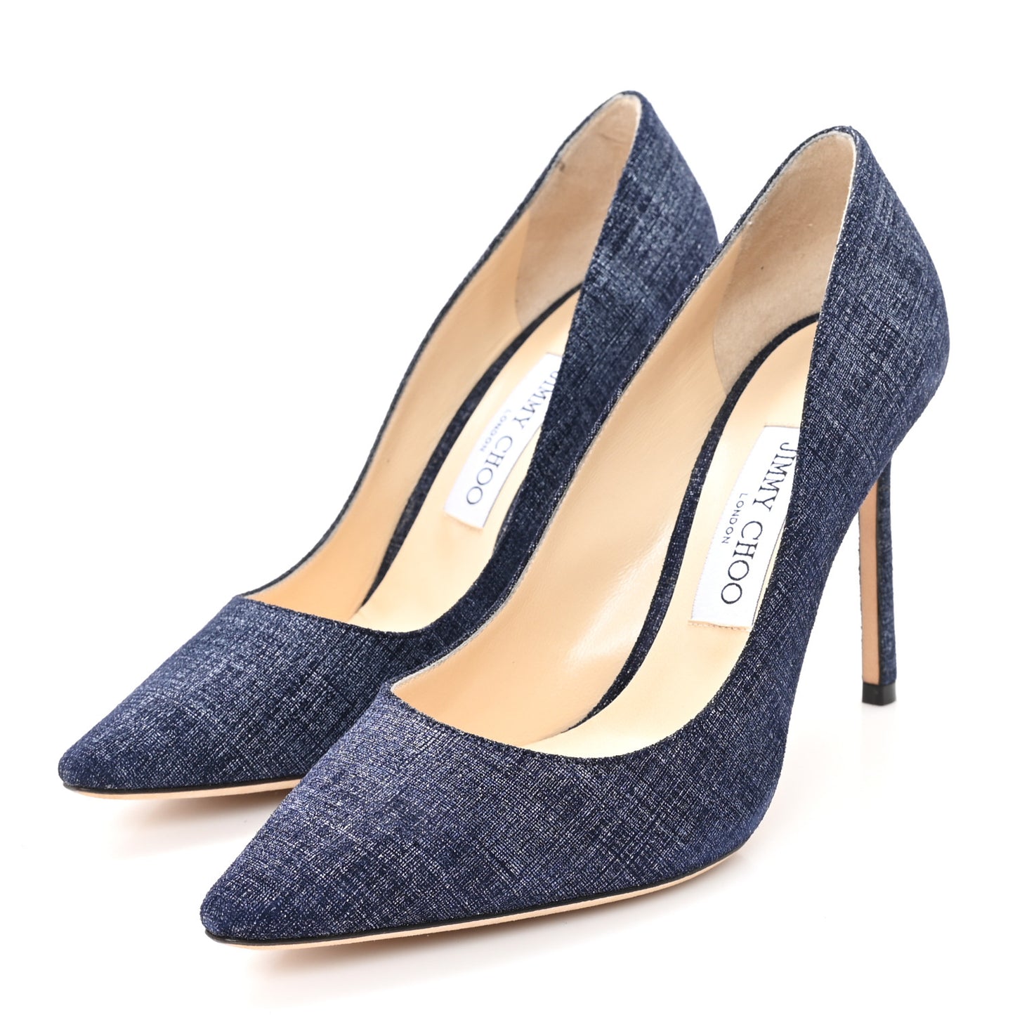 Denim Pointy Toe Romy 100 Pumps 37.5 Light Indigo