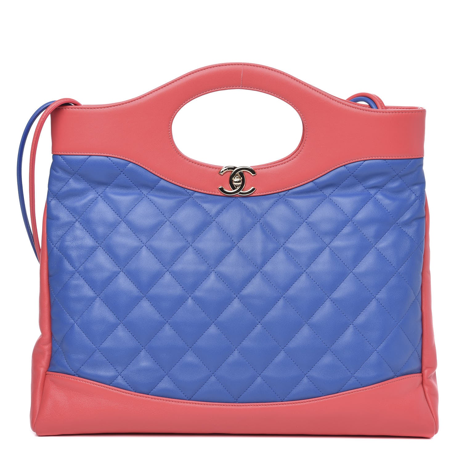 Chanel Aged Calfskin Quilted Large 31 Shopping Bag Red Blue 1 of 10