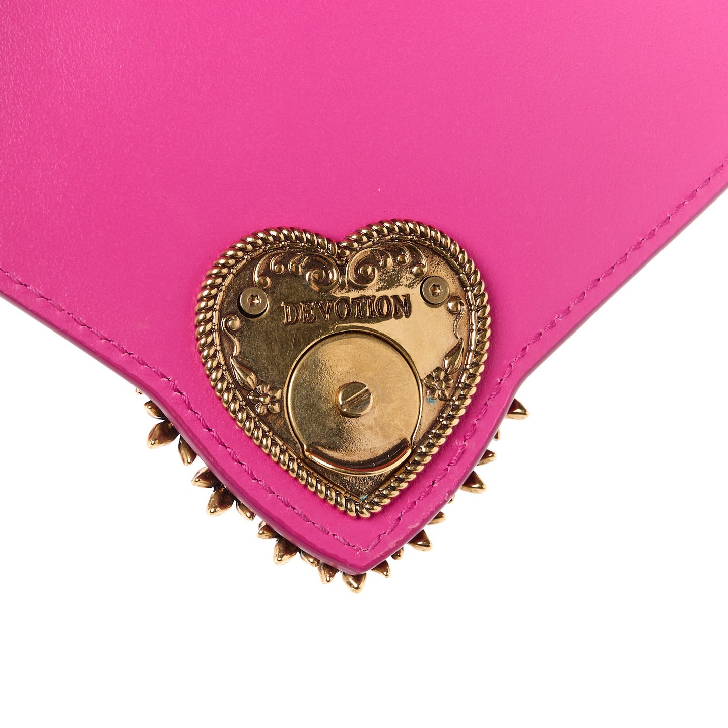 DOLCE GABBANA Smooth Calfskin Small Devotion Envelope Top Handle Bag Pink