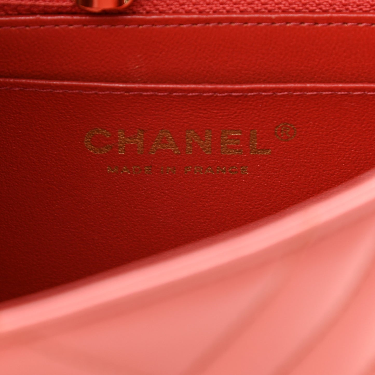 Lambskin Chevron Quilted Mini Square Flap Rosewood