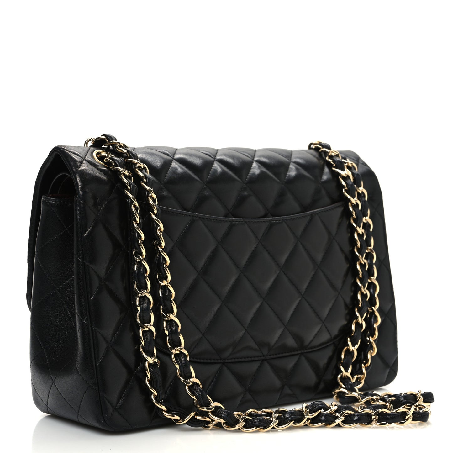 Lambskin Quilted Jumbo Double Flap Black