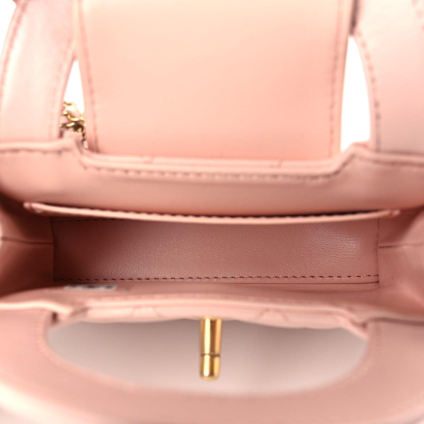 Shiny Aged Calfskin Quilted Mini Nano Kelly Shopper Light Pink