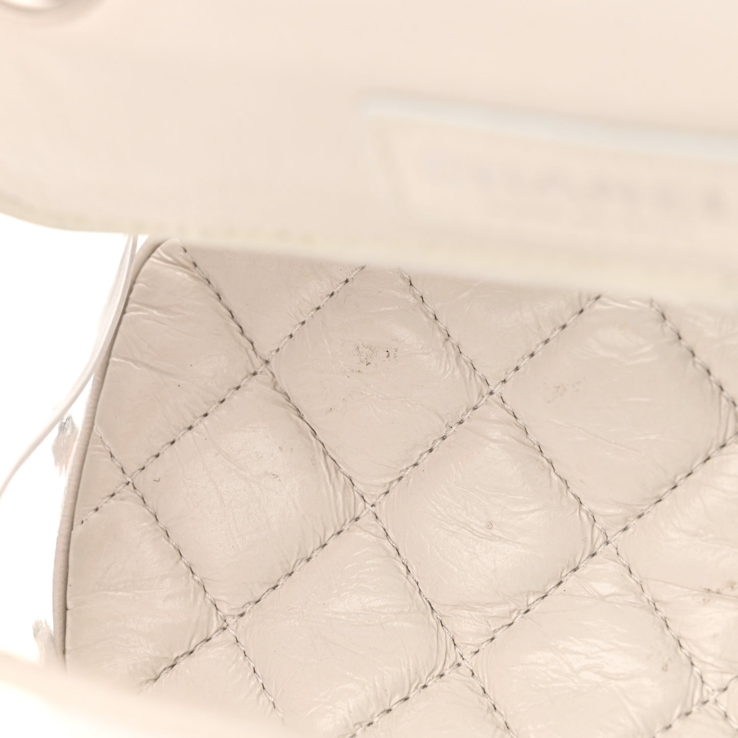 Crumpled Calfskin PVC Quilted Backpack White