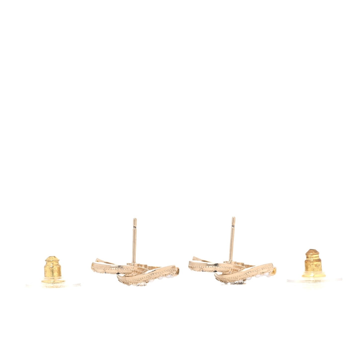 Baguette Crystal Pearl CC Earrings Gold Black