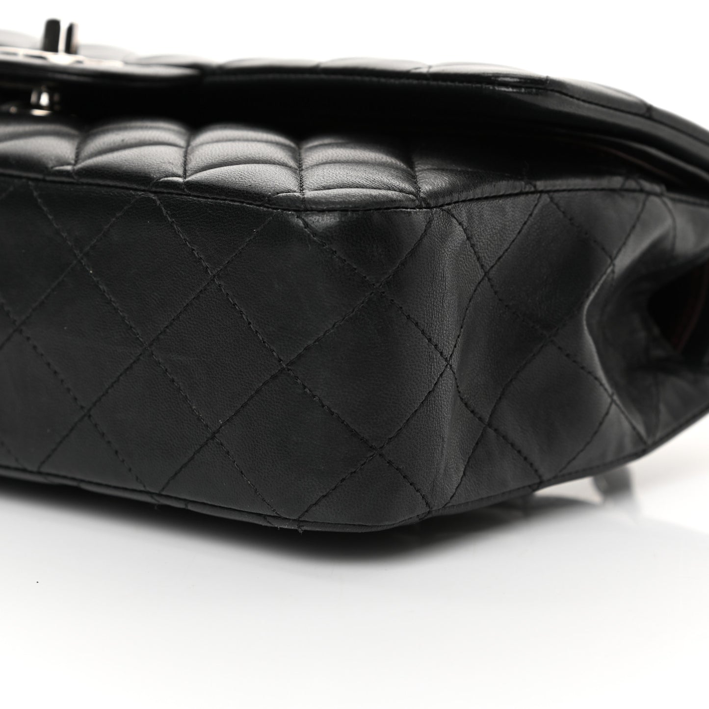 Lambskin Quilted Medium Double Flap Black