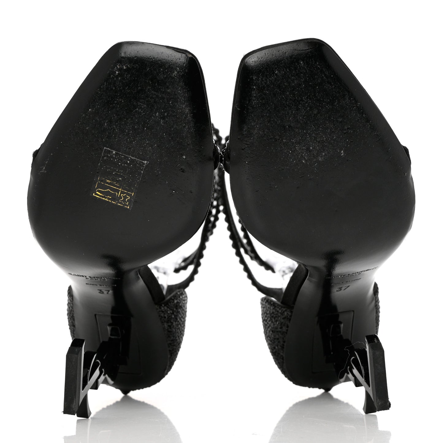 Satin Crystal Opyum Sandals 37 Black