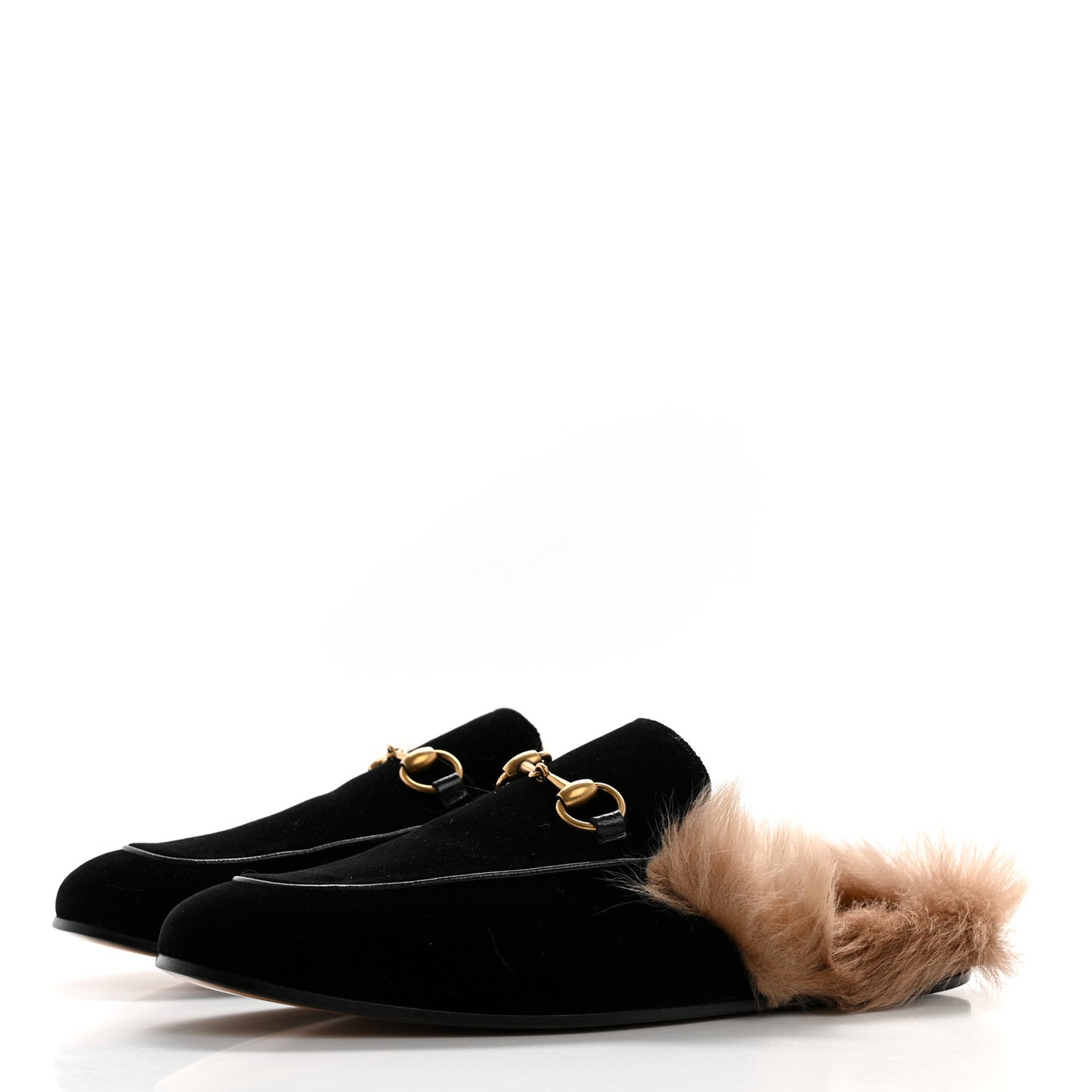 Velvet Fur Mens Princetown Slippers 8 Black