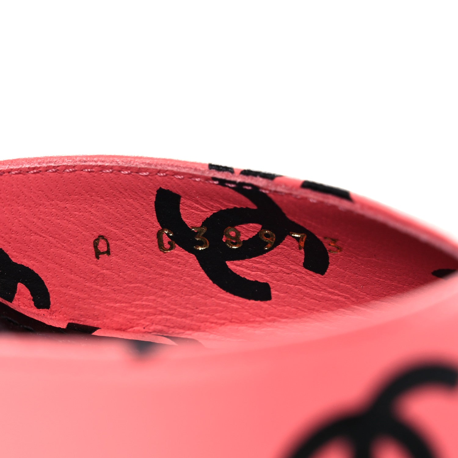 Chanel Printed Lambskin CC Sandals 36 Pink Black 8 of 9