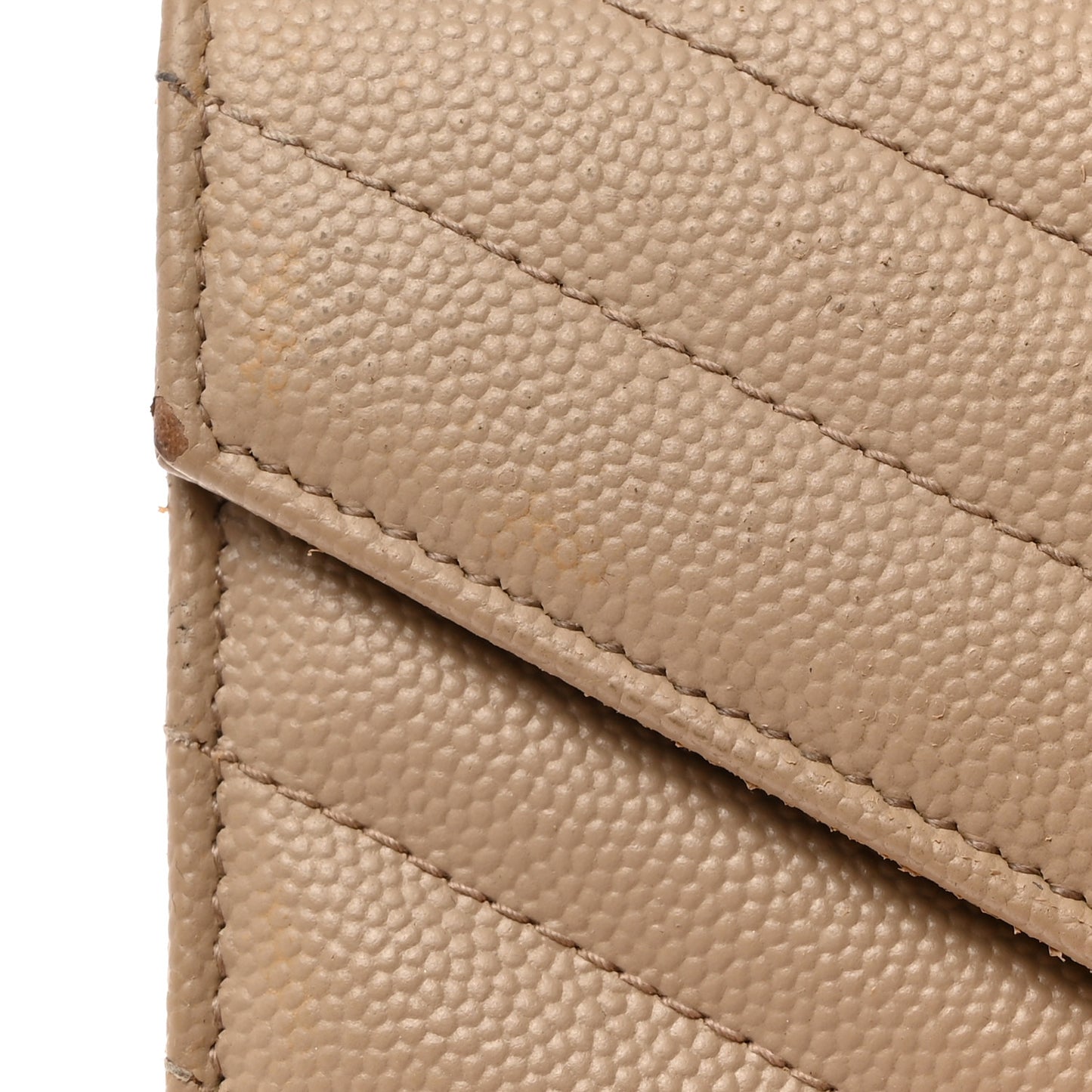 Grain De Poudre Matelasse Chevron Monogram Flap Wallet Dark Beige